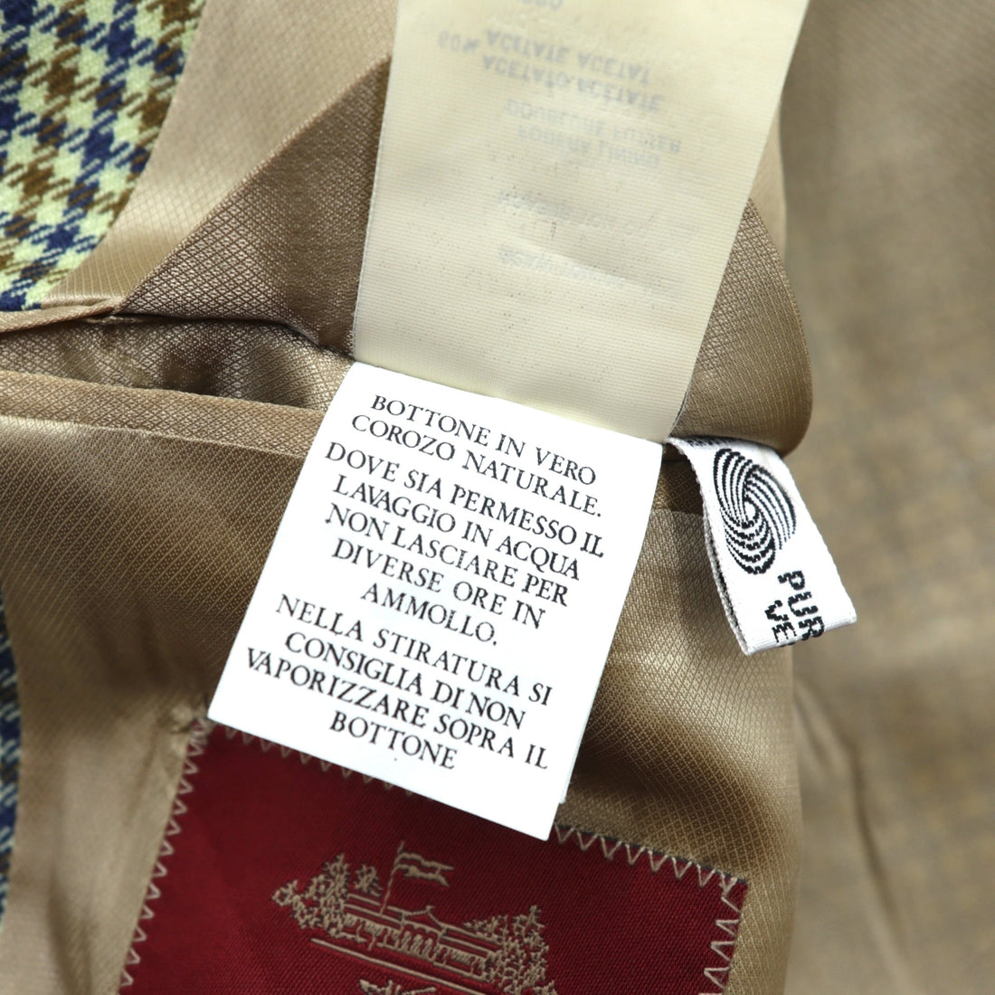 SEVENTY Made in Italy Tweed 3B Tailored Jacket Leather Medium Beige Wool Glen Check