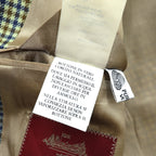 SEVENTY Made in Italy Tweed 3B Tailored Jacket Leather Medium Beige Wool Glen Check