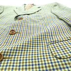 SEVENTY Made in Italy Tweed 3B Tailored Jacket Leather Medium Beige Wool Glen Check