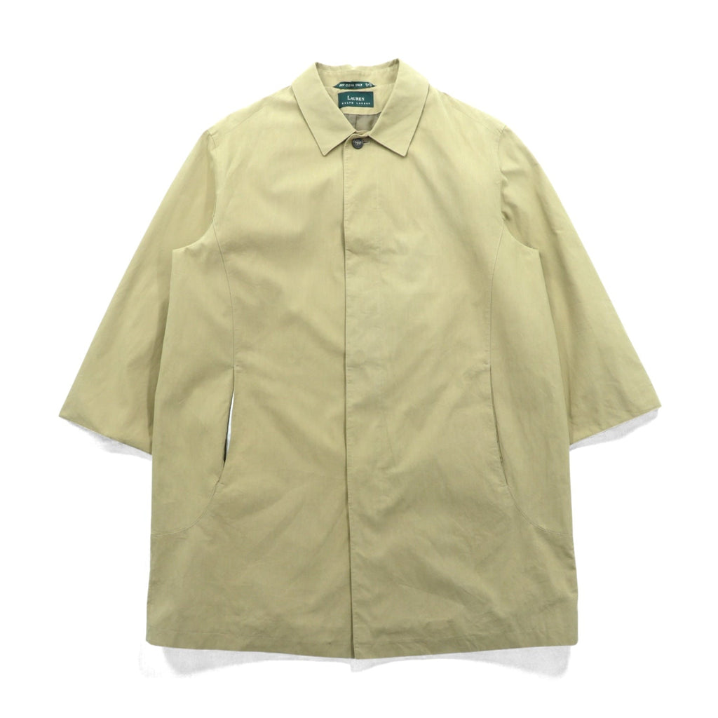 LAUREN RALPH 90s Peach Skin Balmacaan Coat, Soutien Collar, Large, Beige, with a hidden placket and cotton lining.