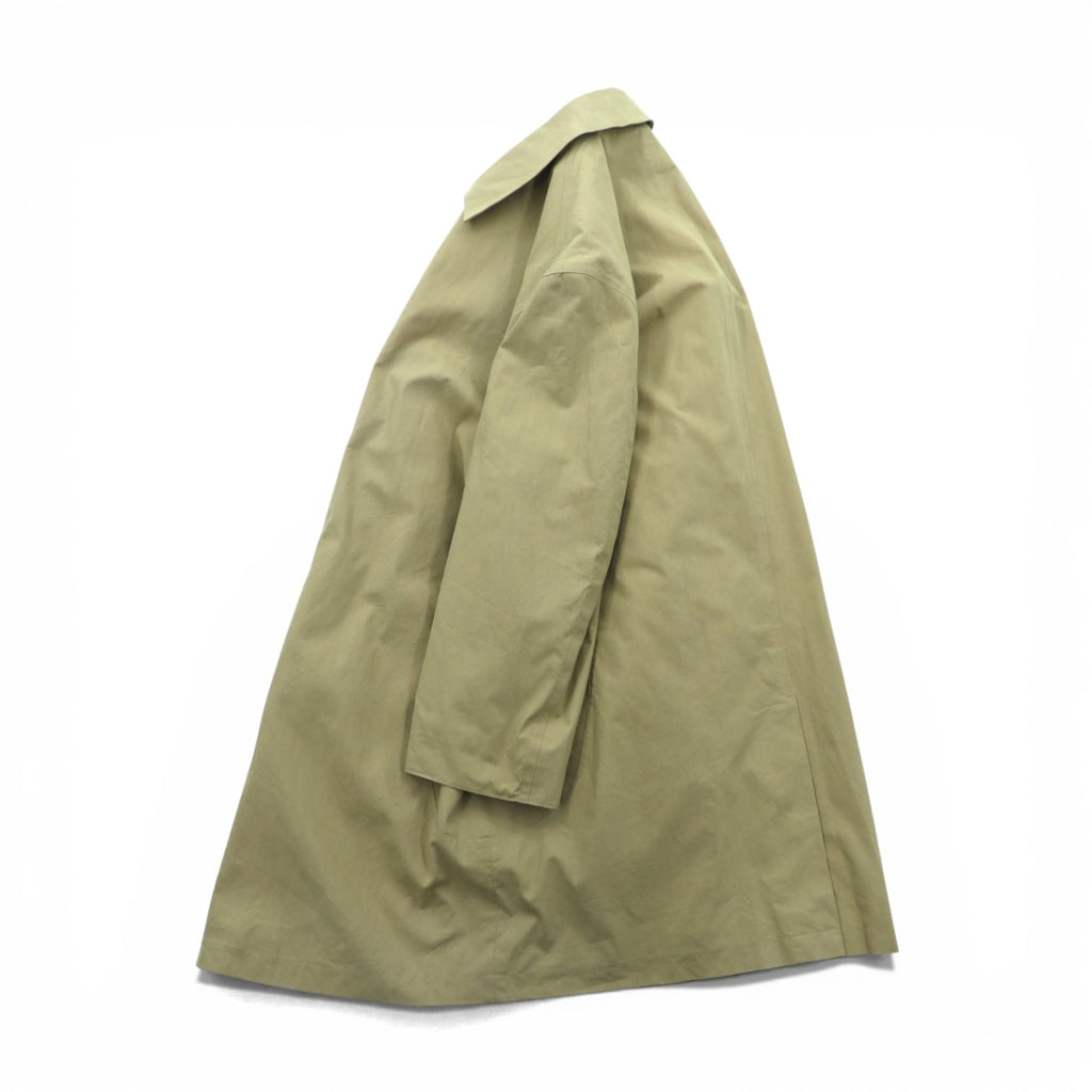 LAUREN RALPH 90s Peach Skin Balmacaan Coat, Soutien Collar, Large, Beige, with a hidden placket and cotton lining.