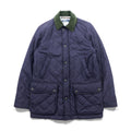 Polo Ralph Lauren 90年代 中綿 キルティングジャケット L ネイビー 襟コーデュロイ ダブルジップ チンストラップ エルボーパッチ 裏地チェック