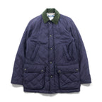 Polo Ralph Lauren 90年代 中綿 キルティングジャケット L ネイビー 襟コーデュロイ ダブルジップ チンストラップ エルボーパッチ 裏地チェック