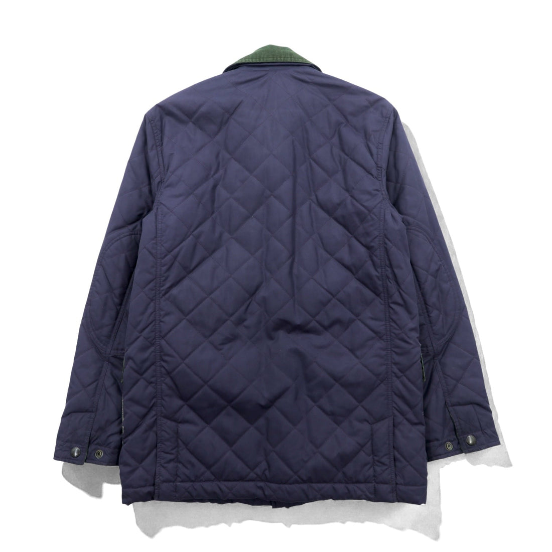 Polo Ralph Lauren 90年代 中綿 キルティングジャケット L ネイビー 襟コーデュロイ ダブルジップ チンストラップ エルボーパッチ 裏地チェック