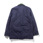 Polo Ralph Lauren 90年代 中綿 キルティングジャケット L ネイビー 襟コーデュロイ ダブルジップ チンストラップ エルボーパッチ 裏地チェック