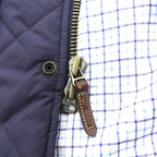 Polo Ralph Lauren 90年代 中綿 キルティングジャケット L ネイビー 襟コーデュロイ ダブルジップ チンストラップ エルボーパッチ 裏地チェック