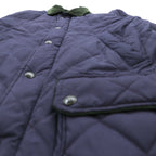Polo Ralph Lauren 90年代 中綿 キルティングジャケット L ネイビー 襟コーデュロイ ダブルジップ チンストラップ エルボーパッチ 裏地チェック