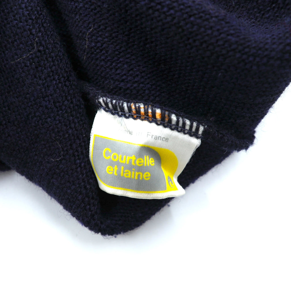 chabala 80s France Vintage Knitwear Vネック ニット カーディガン L ネイビー フランス製
