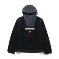 NAPAPIJRI ハーフジップ アノラックパーカー シェルパ フリースジャケット M ブラック ドローコード Teide Fleece Hoodie N0Y13M