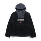 NAPAPIJRI ハーフジップ アノラックパーカー シェルパ フリースジャケット M ブラック ドローコード Teide Fleece Hoodie N0Y13M