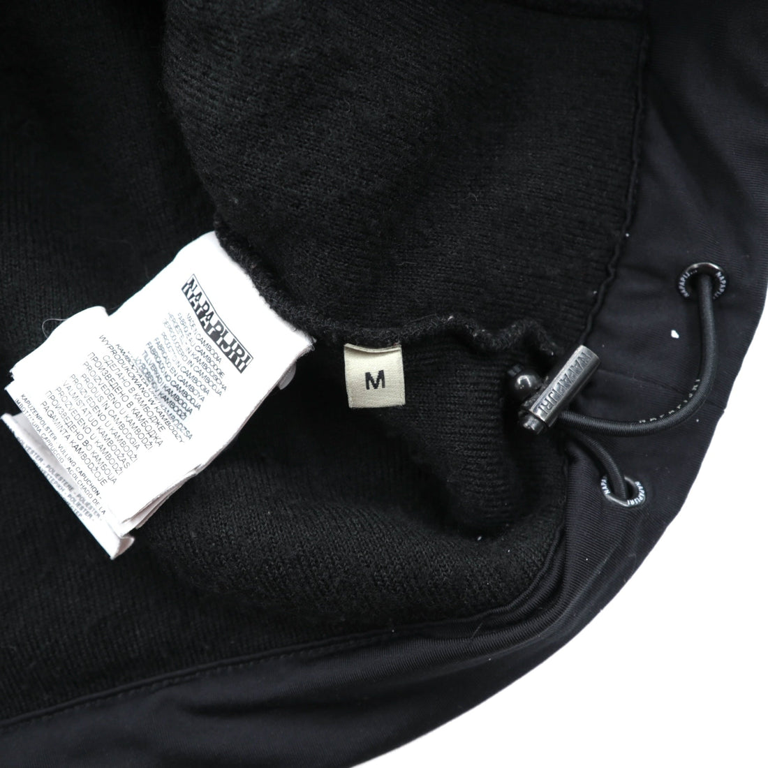 NAPAPIJRI ハーフジップ アノラックパーカー シェルパ フリースジャケット M ブラック ドローコード Teide Fleece Hoodie N0Y13M