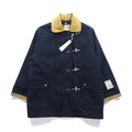 Iron trevor Made in Italy Duck Fireman Jacket Coverall 2XL Navy Corduroy Collar with Detachable Liner and Chin Strap Unused
