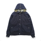 Woolrich N-2B Flight Jacket Padded Bomber Jacket, Size L, Navy, Short Length, Nylon Rabbit Hoodie, Faux Fur