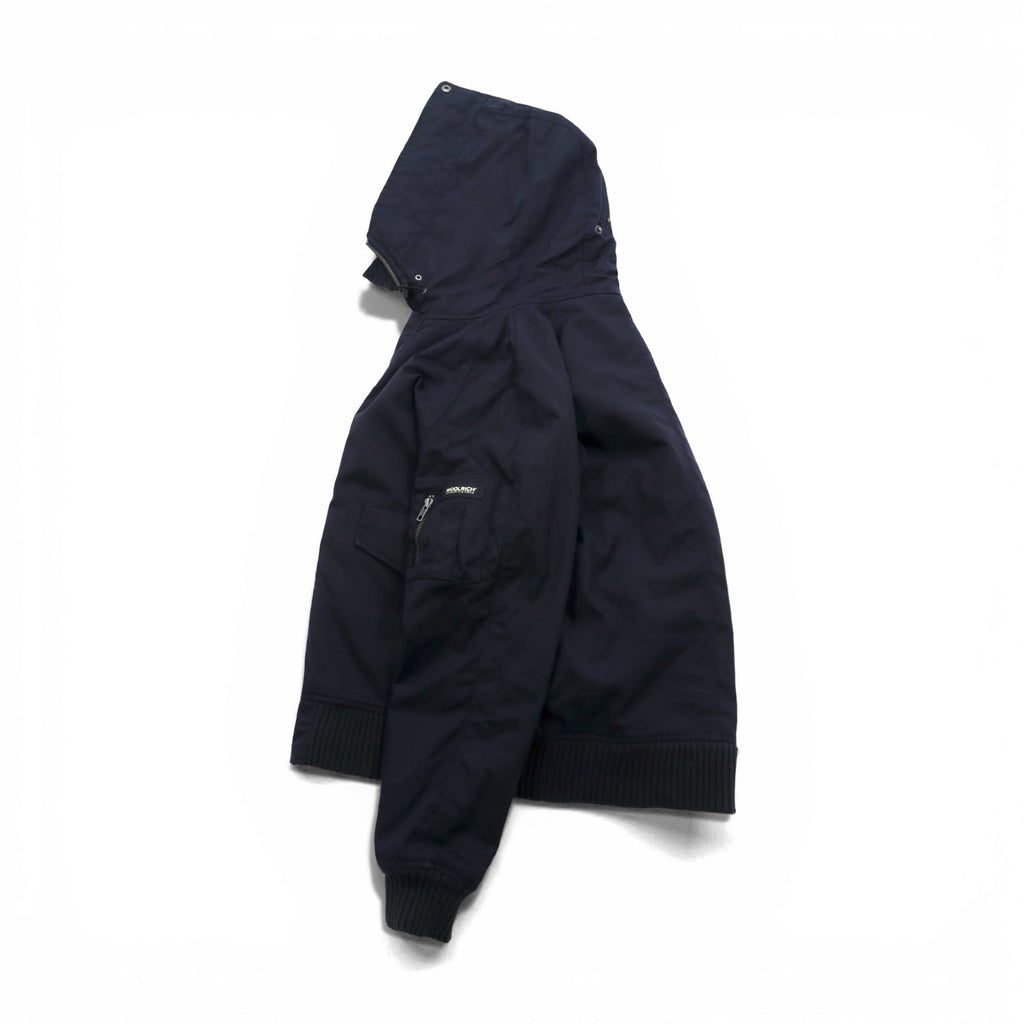 Woolrich N-2B Flight Jacket Padded Bomber Jacket, Size L, Navy, Short Length, Nylon Rabbit Hoodie, Faux Fur