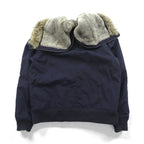 Woolrich N-2B Flight Jacket Padded Bomber Jacket, Size L, Navy, Short Length, Nylon Rabbit Hoodie, Faux Fur