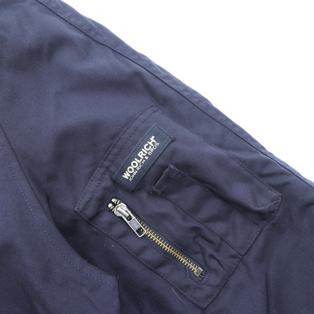Woolrich N-2B Flight Jacket Padded Bomber Jacket, Size L, Navy, Short Length, Nylon Rabbit Hoodie, Faux Fur