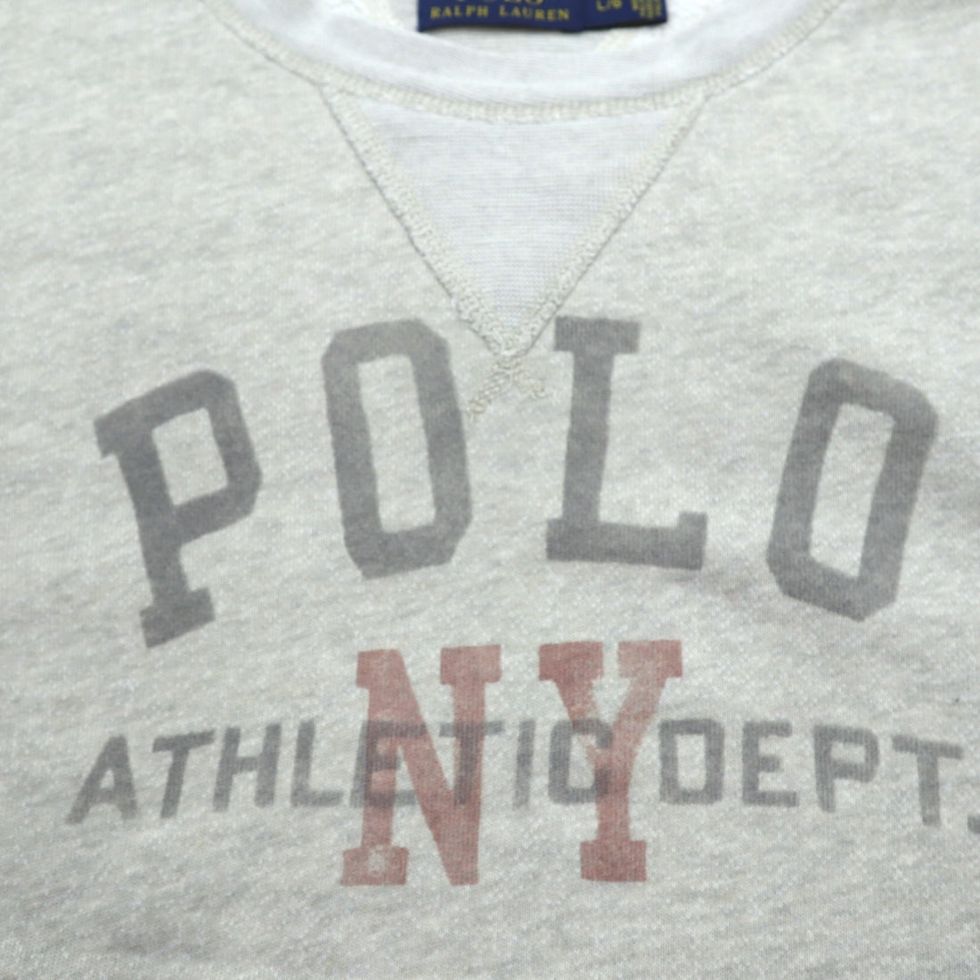 Polo Ralph Lauren Double V Print Arch Logo Sweatshirt, Large, Gray, NY ATHLETIC DEPT.