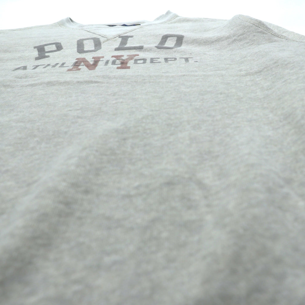 Polo Ralph Lauren Double V Print Arch Logo Sweatshirt, Large, Gray, NY ATHLETIC DEPT.