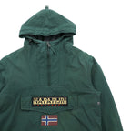 NAPAPIJRI ハーフジップ アノラックパーカー ナイロンジャケット フリースライナー L カーキ RAIN FOREST WINTER ANORAK TAPED SEAMS N0Y7H2