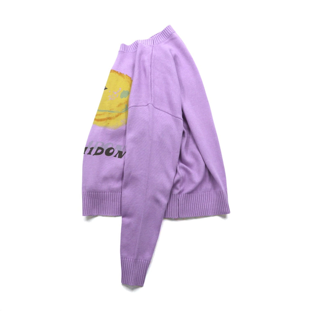 WE11DONE Smiley Printed Knit Sweater Cotton L Lavender Unused