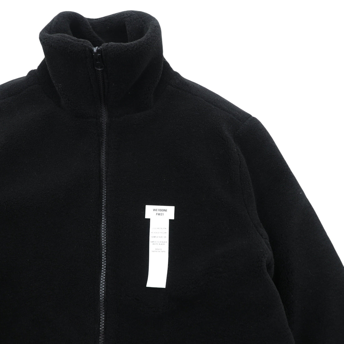 WE11DONE Stand Collar Fleece Jacket, Small, Black Padded, High Neck, WD-AG9-20-153-U-BK, Unused