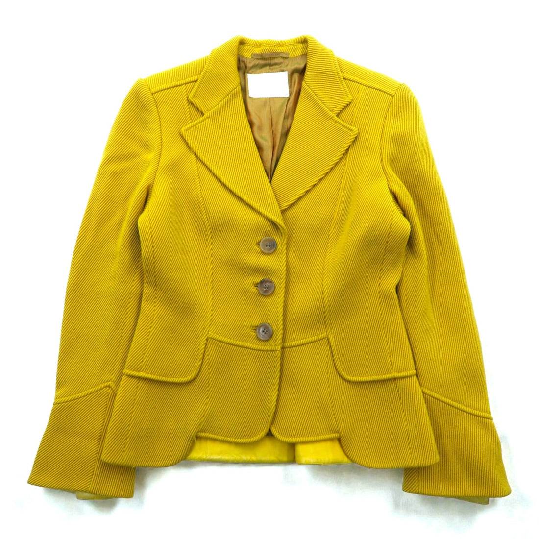 Brioni Made in Italy Corduroy 3B Tailored Jacket Leather L Yellow Wool