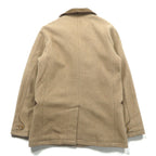 CURLY Single Officer Pea Coat, Size M, Beige, Corduroy Collar, Peak Lapel, Made in Japan