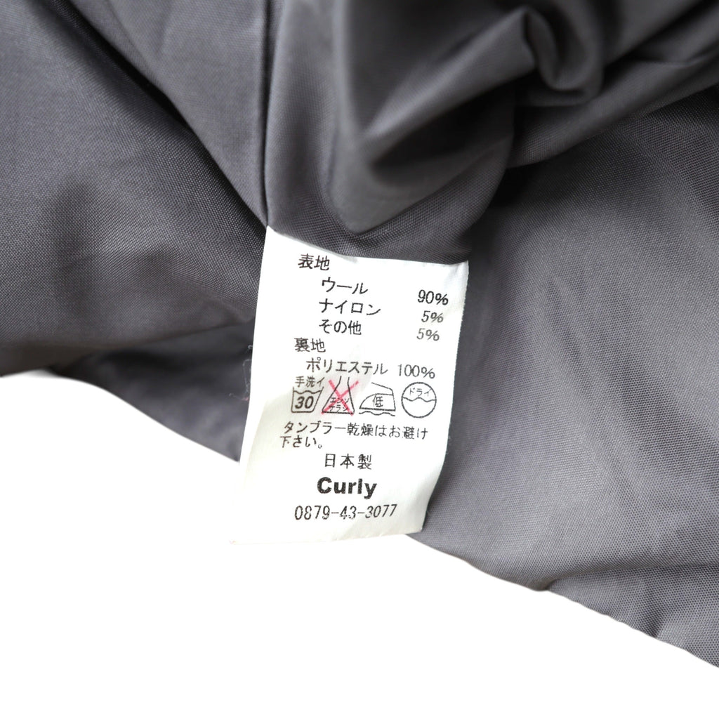 CURLY Single Officer Pea Coat, Size M, Beige, Corduroy Collar, Peak Lapel, Made in Japan