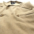 CURLY Single Officer Pea Coat, Size M, Beige, Corduroy Collar, Peak Lapel, Made in Japan