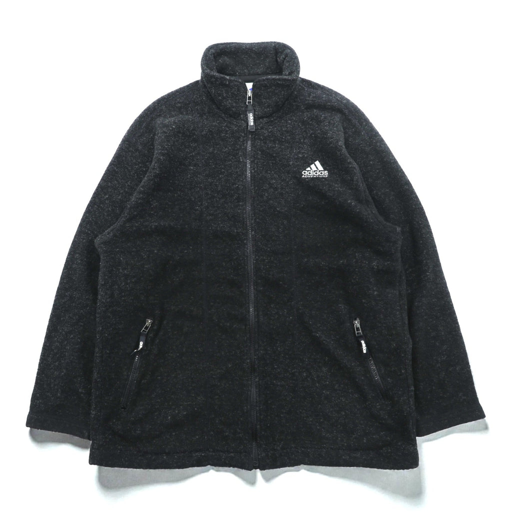 adidas 90年代 デサント社製 フリースジャケット M ブラック スタンドカラー ADVENTURE 日本製