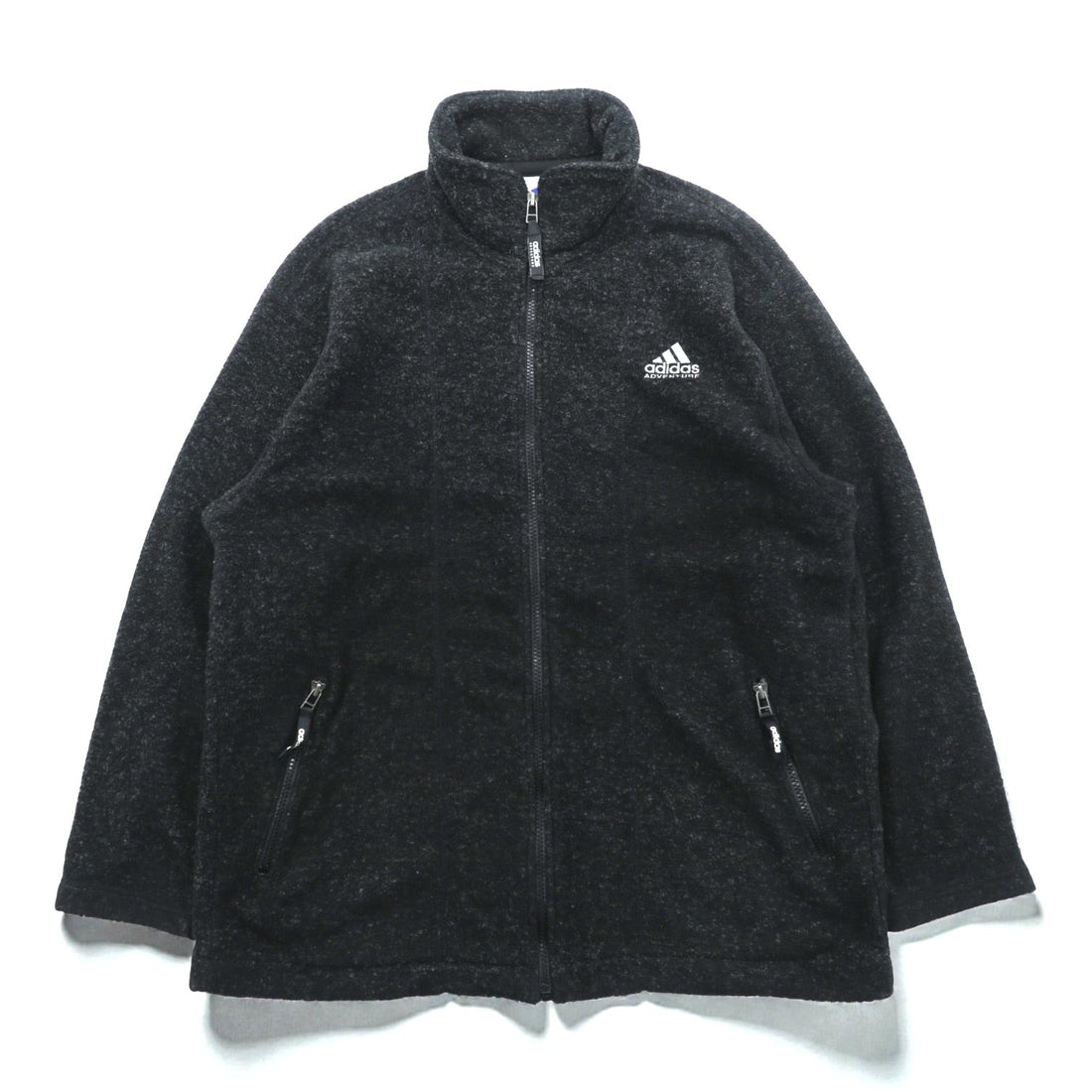 adidas 90s Descente Fleece Jacket, Medium, Black, Stand Collar, ADVENTURE, Made in Japan