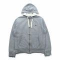 Polo Ralph Lauren 90s Reverse Weave Zip Hoodie, Size M, Gray, Small Pony Embroidery, Thermal Lining