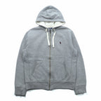 Polo Ralph Lauren 90s Reverse Weave Zip Hoodie, Size M, Gray, Small Pony Embroidery, Thermal Lining