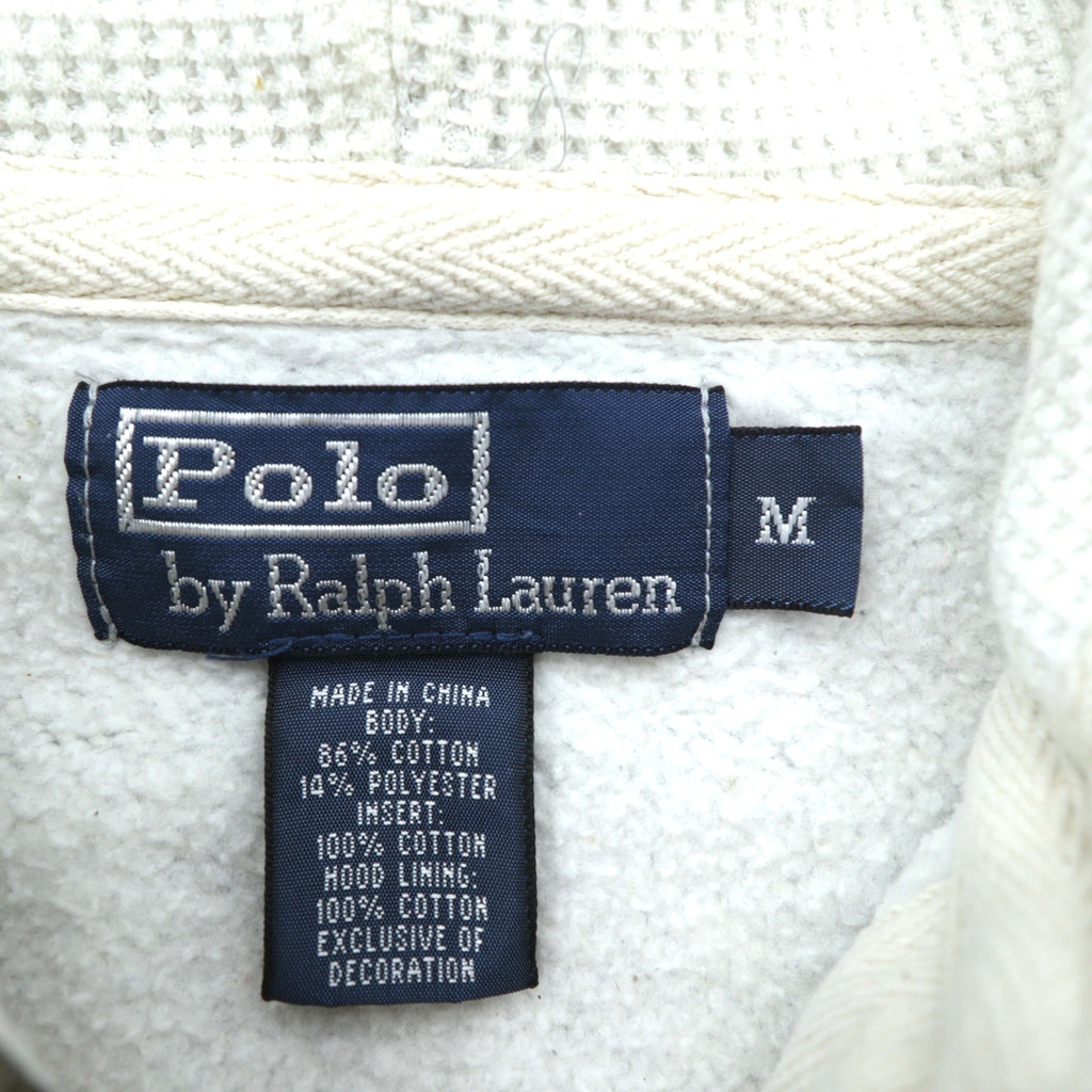 Polo Ralph Lauren 90s Reverse Weave Zip Hoodie, Size M, Gray, Small Pony Embroidery, Thermal Lining