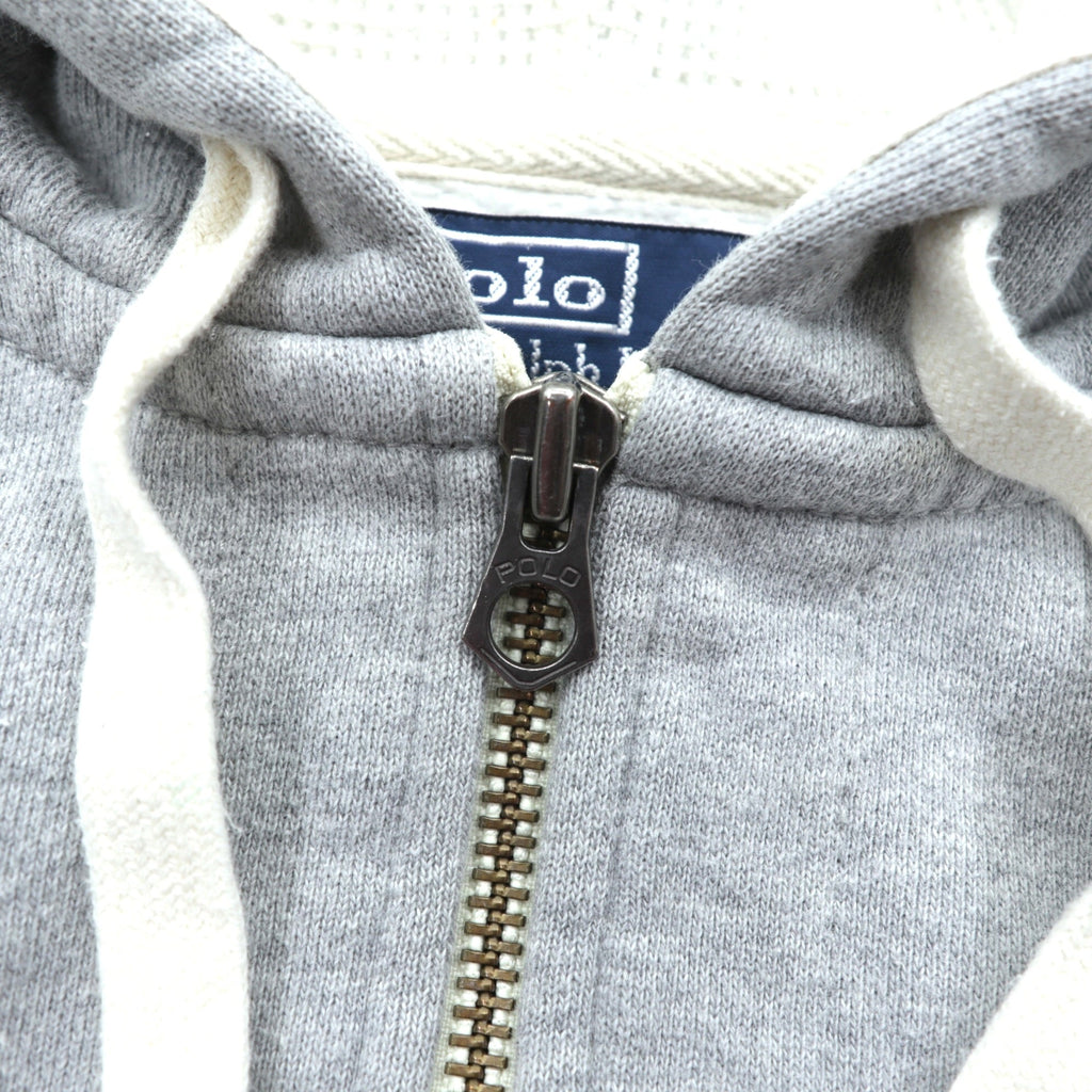 Polo Ralph Lauren 90s Reverse Weave Zip Hoodie, Size M, Gray, Small Pony Embroidery, Thermal Lining