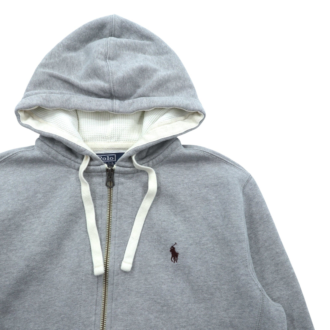 Polo Ralph Lauren 90s Reverse Weave Zip Hoodie, Size M, Gray, Small Pony Embroidery, Thermal Lining