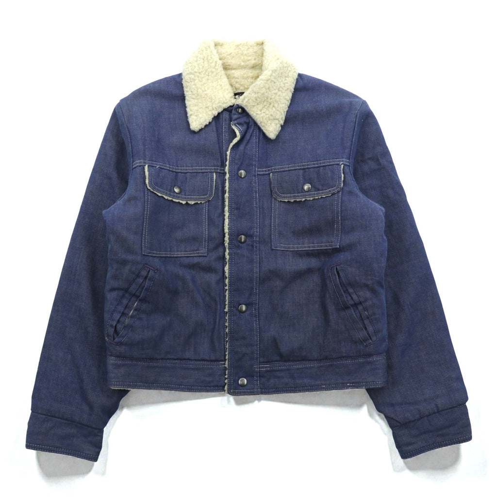 Sears 70s Short Denim Jacket, Snap Button Work Size L, Indigo, Boa Lining
