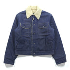 Sears 70s Short Denim Jacket, Snap Button Work Size L, Indigo, Boa Lining