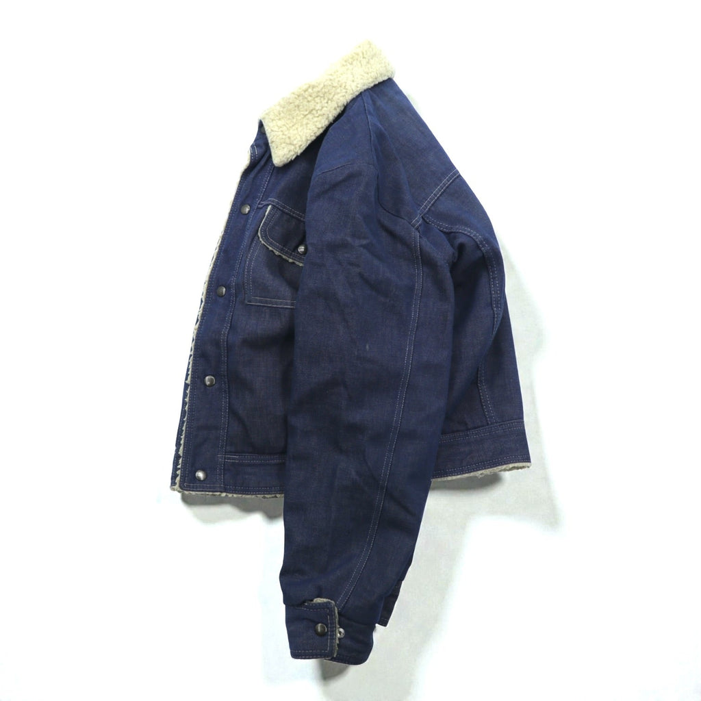 Sears 70s Short Denim Jacket, Snap Button Work Size L, Indigo, Boa Lining