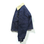 Sears 70s Short Denim Jacket, Snap Button Work Size L, Indigo, Boa Lining