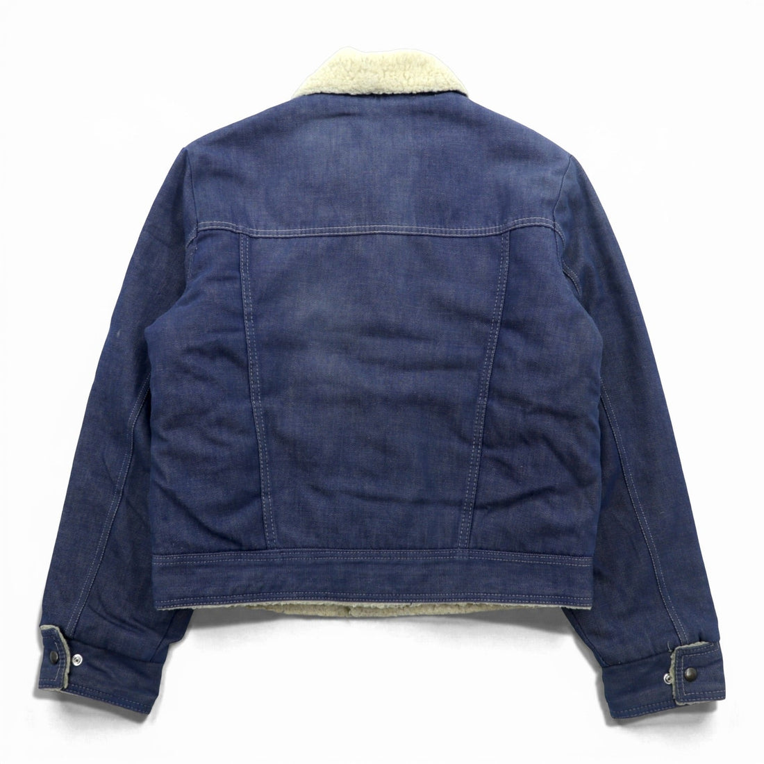 Sears 70s Short Denim Jacket, Snap Button Work Size L, Indigo, Boa Lining