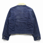 Sears 70s Short Denim Jacket, Snap Button Work Size L, Indigo, Boa Lining