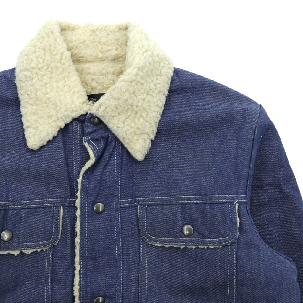Sears 70s Short Denim Jacket, Snap Button Work Size L, Indigo, Boa Lining