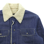 Sears 70s Short Denim Jacket, Snap Button Work Size L, Indigo, Boa Lining