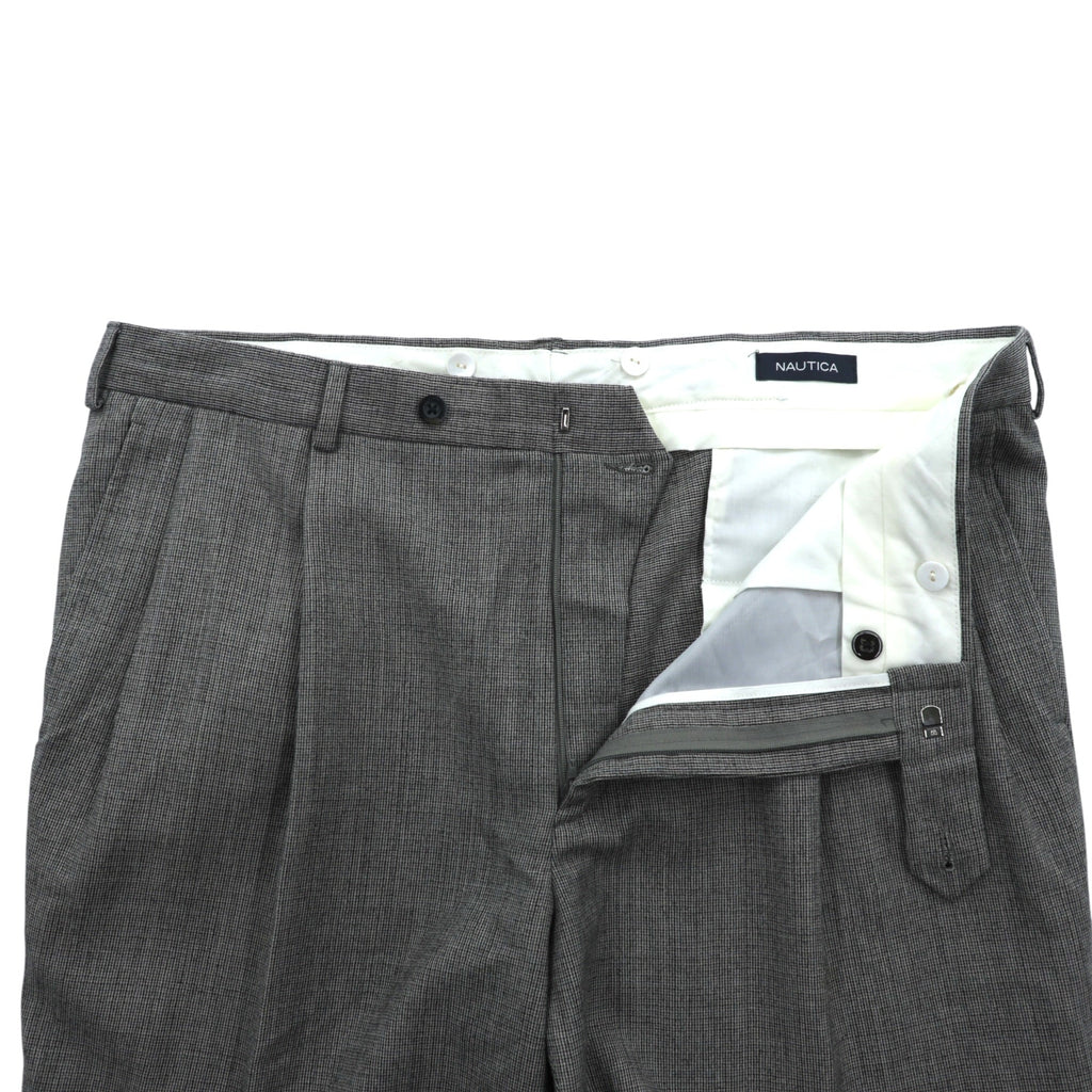 NAUTICA Cashmere Blend 2-Tuck Wide Slacks Pants, Size L, Gray Wool, Suspender Buttons