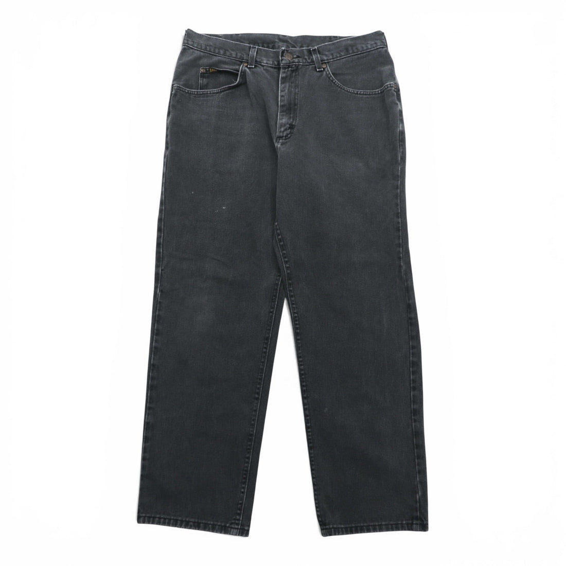 Lee 90年代 USA製 バギー ジーンズ テーパード ブラック デニムパンツ L ブラック ジッパーフライ レザーパッチ リラックスフィット 2055508