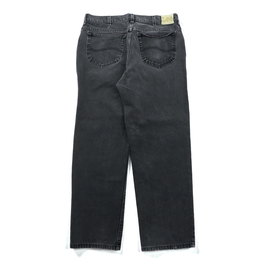 Lee 90s Made in USA Baggy Jeans Tapered Black Denim Pants, Size L, Zipper Fly, Leather Patch, Relaxed Fit, 2055508