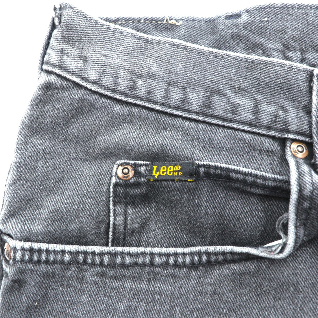 Lee 90s Made in USA Baggy Jeans Tapered Black Denim Pants, Size L, Zipper Fly, Leather Patch, Relaxed Fit, 2055508