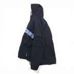 Woolrich ハーフジップ アノラックパーカー ナイロンジャケット L ネイビー ドローコード カンガルーポケット 中綿 サイドジップ スリット