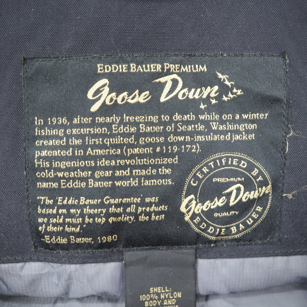 Eddie Bauer Premium Goose Down Jacket, 2XL, Black, with Detachable Fur Drawcord